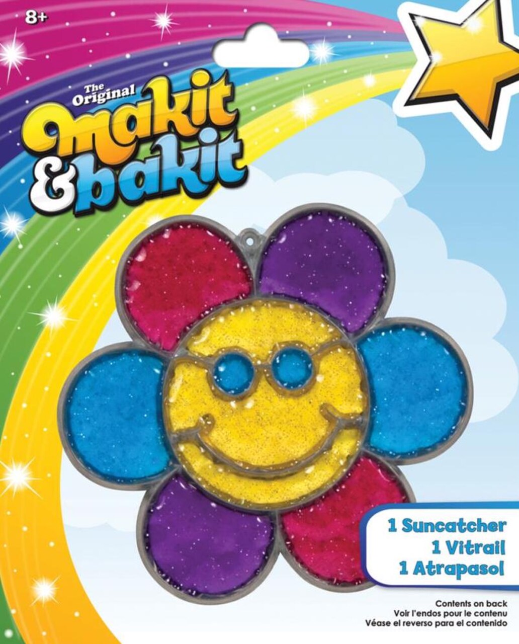 DIY Makit & Bakit Smiley Face Flower Stained Glass Suncatcher Kit Kids